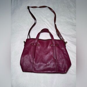 Fossil Cow Hide Leather Red Bag Shoulder Strap Medium Size Gold Tone Hardware